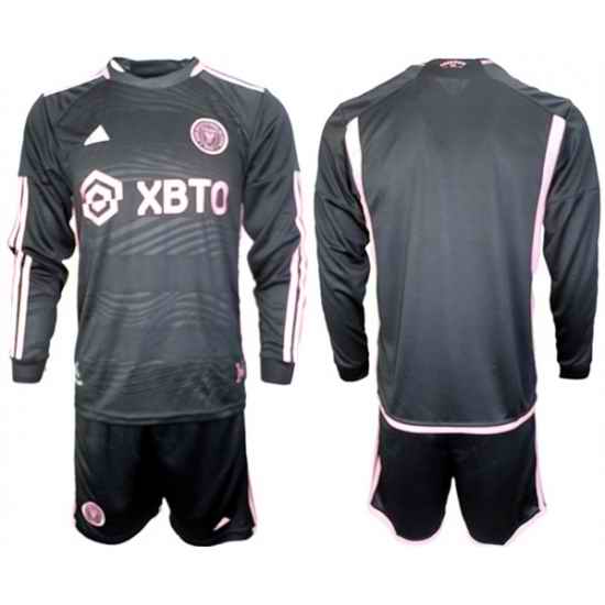 Men Inter Miami CF Blank 2023 24 Black Away Soccer Jersey Suit